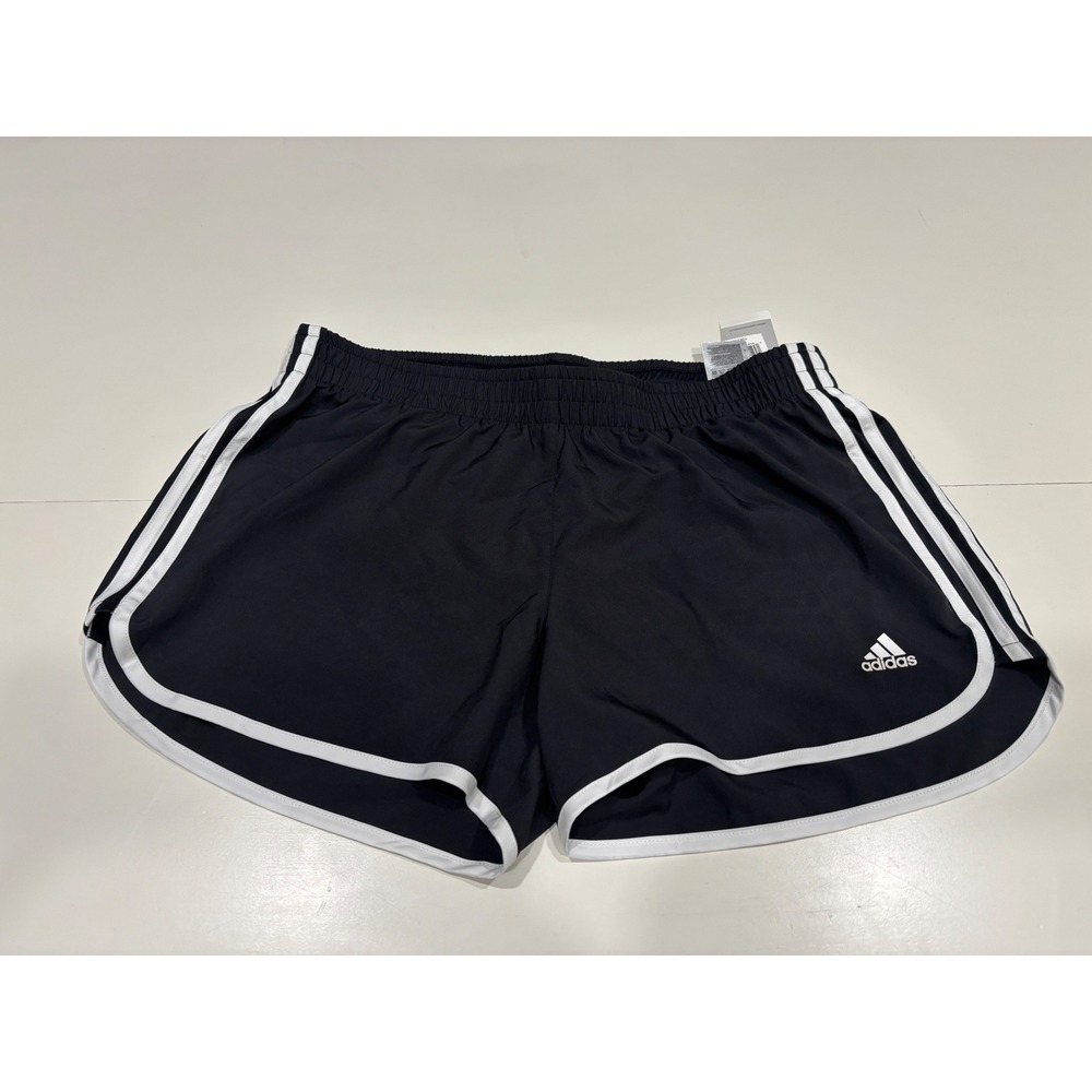 Adidas M20 Shorts Womens Large 4 Inch Black White Running Athletic GK5265 NEW